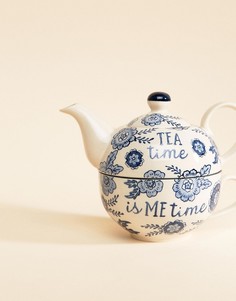 Заварочный чайник и кружка с синим цветочным принтом Sass &amp; Belle - Мульти