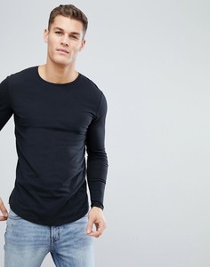 Удлиненный лонгслив Jack &amp; Jones Premium - Черный