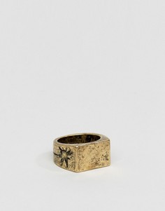 Золотистое полированное кольцо с крестом Classics 77 - Золотой