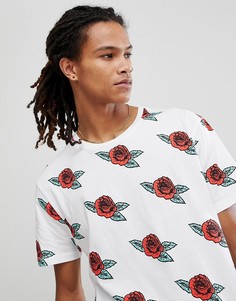 Свободная футболка с принтом роз ASOS - Белый