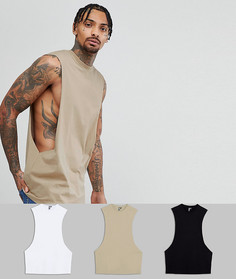 3 удлиненные майки с глубокими проймами ASOS - Мульти