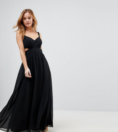 Платье макси на бретельках с вырезами по бокам ASOS PETITE - Черный
