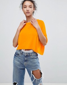 Укороченная оверсайз-футболка с пуговицами спереди ASOS - Оранжевый