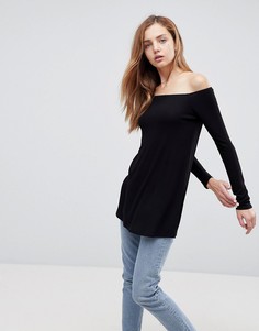 Удлиненный топ с открытыми плечами ASOS - Черный