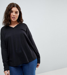 Топ оверсайз в рубчик с V-образным вырезом ASOS CURVE - Черный