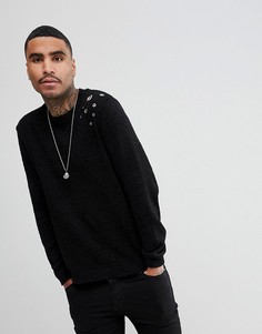 Черный фактурный джемпер с люверсами ASOS - Черный