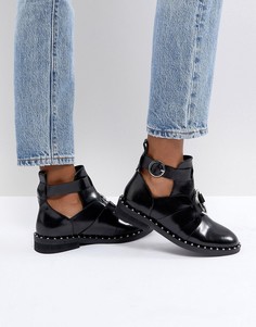 Кожаные ботинки с вырезами и кольцами ASOS AMELIE - Черный