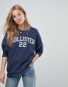 Свитшот с логотипом Hollister - Темно-синий