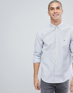 Голубая приталенная рубашка в полоску с логотипом Tommy Hilfiger Ithaca - Синий