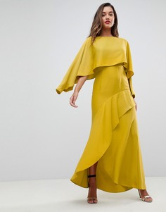 Платье-макси с длинными рукавами и разрезом на юбке ASOS - Зеленый