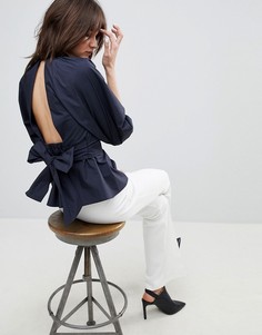 Хлопковый топ с открытой спиной ASOS Premium - Темно-синий