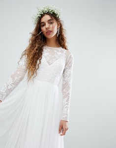 Платье макси с цветочной вышивкой на лифе ASOS EDITION Wedding - Белый
