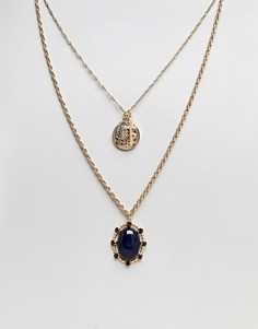 Ярусное ожерелье в винтажном стиле с камнями ASOS - Золотой