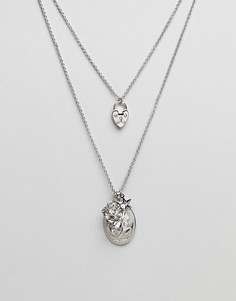Ярусное ожерелье в винтажном стиле с подвесками ASOS - Серебряный