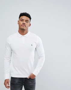 Белое узкое поло с длинными рукавами из пике Original Penguin - Белый