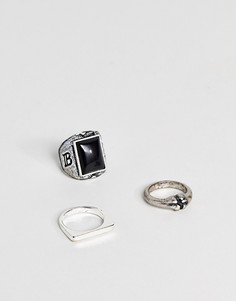 3 серебристых кольца Icon Brand эксклюзивно для ASOS - Серебряный