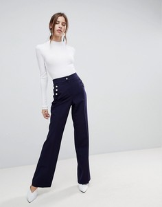 Брюки с отделкой искусственным жемчугом ASOS - Темно-синий