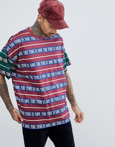 Свободная футболка с текстовым принтом ASOS - Красный