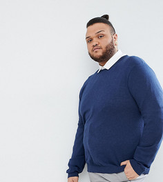 Темно-синий хлопковый джемпер с круглым вырезом ASOS PLUS - Темно-синий