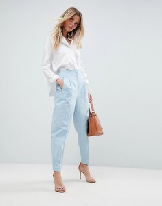Широкие льняные брюки с завышенной талией ASOS Tailored - Синий