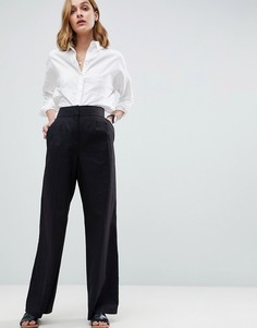 Широкие льняные брюки ASOS Tailored - Черный