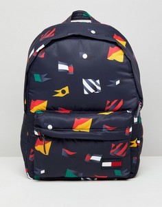 Темно-синий нейлоновый рюкзак со сплошным принтом флага Tommy Hilfiger - Темно-синий