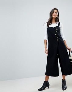 Саржевый комбинезон с роговыми пуговицами ASOS - Черный