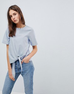 Топ с полосками и завязкой спереди Brave Soul - Синий