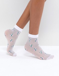 Полупрозрачные носки с цветочным принтом ASOS - Белый