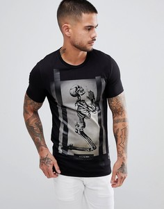Обтягивающая футболка с принтом скелета Religion - Черный