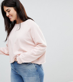 Свободный свитшот с необработанным краем ASOS CURVE - Розовый