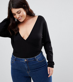 Боди с запахом ASOS CURVE - Черный