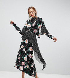 Чайное платье с принтом и открытой спиной ASOS TALL - Мульти