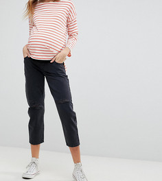 Черные джинсы бойфренда с рваной отделкой и вставкой для живота ASOS MATERNITY - Черный