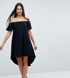 Сарафан с открытыми плечами и ассиметричным краем ASOS TALL - Черный