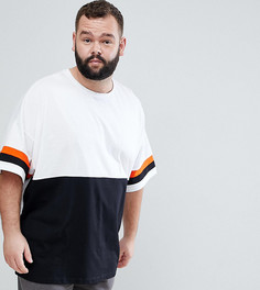 Удлиненная oversize-футболка в стиле колор блок ASOS PLUS - Черный