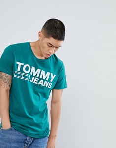 Зеленая футболка с большим логотипом Tommy Jeans - Зеленый Hilfiger Denim