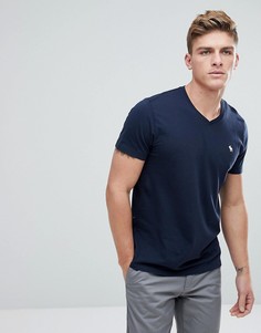 Темно-синяя футболка с V-образным вырезом и логотипом Abercrombie &amp; Fitch - Темно-синий