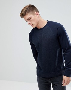 Темно-синий флисовый свитшот с круглым вырезом Abercrombie &amp; Fitch - Темно-синий
