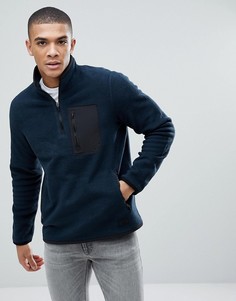 Темно-синий флисовый спортивный свитшот с молнией Abercrombie &amp; Fitch Black Label - Темно-синий