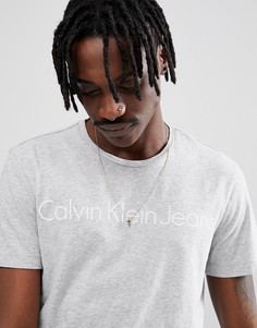 Серая меланжевая футболка с принтом Calvin Klein Jeans - Серый