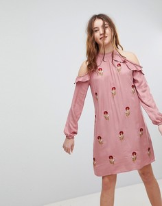 Платье-халтер с цветочной вышивкой Glamorous - Розовый