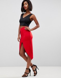 Юбка-карандаш с запахом в стиле оригами ASOS - Красный