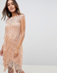 Платье миди с бахромой ASOS - Розовый