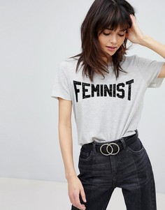 Футболка с надписью Feminist Vero Moda - Серый