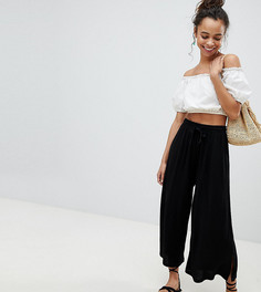Укороченные брюки с затягивающимся шнурком ASOS PETITE - Черный