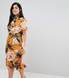 Платье-футболка миди с цветочным принтом ASOS CURVE - Мульти