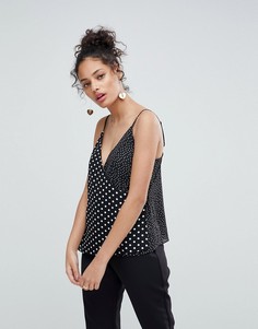 Топ в горошек на тонких бретельках с запахом ASOS - Мульти