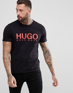 Черная футболка с большим логотипом HUGO - Черный