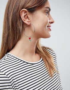 Серьги-кольца с отделкой в виде роз и эмалью ASOS - Золотой
